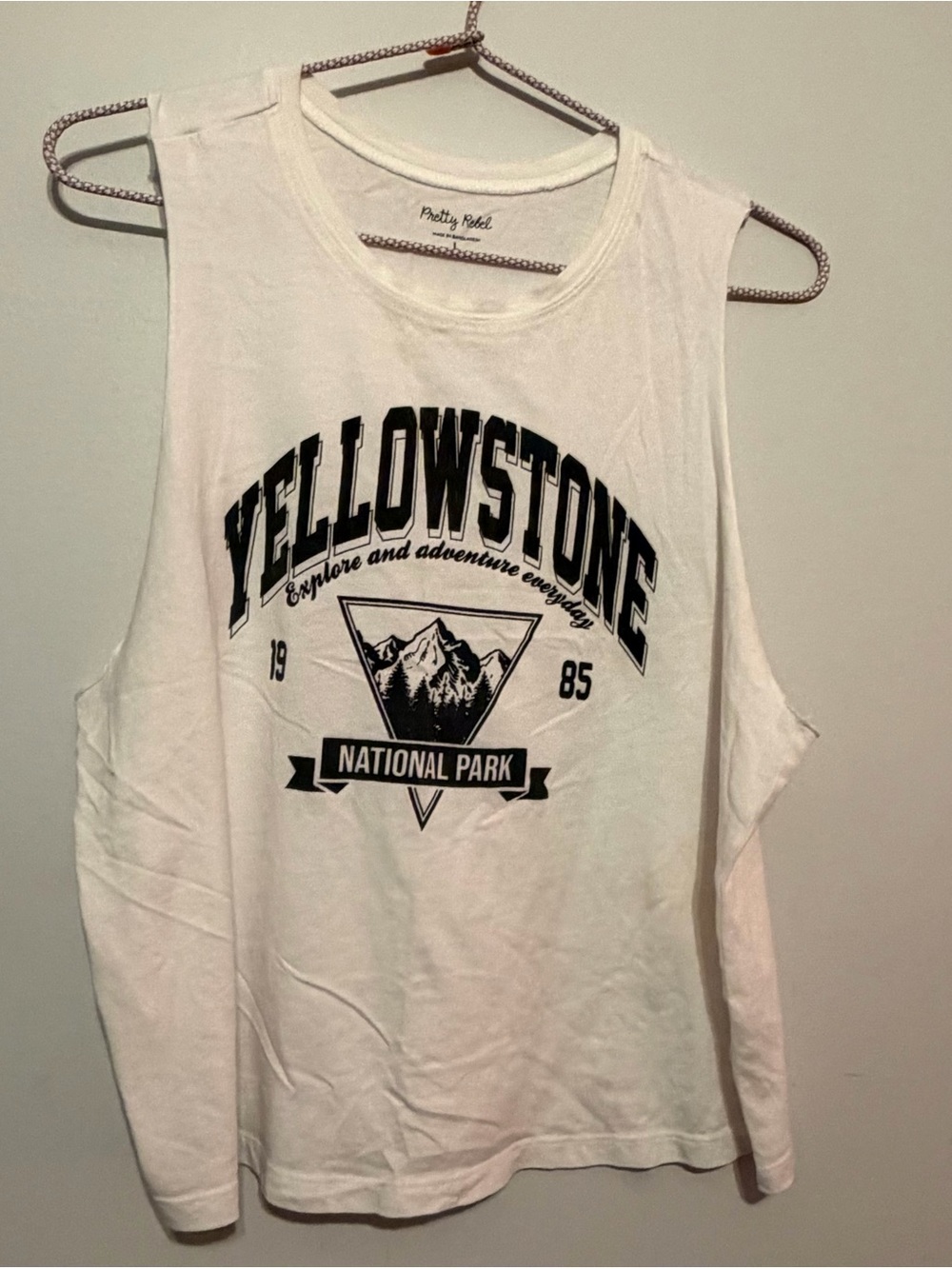 White Yellowstone Graphic Tank Top